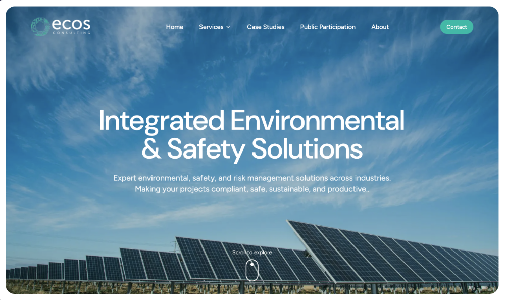 Ecos environmental consulting website design by Rapid Sites South Africa