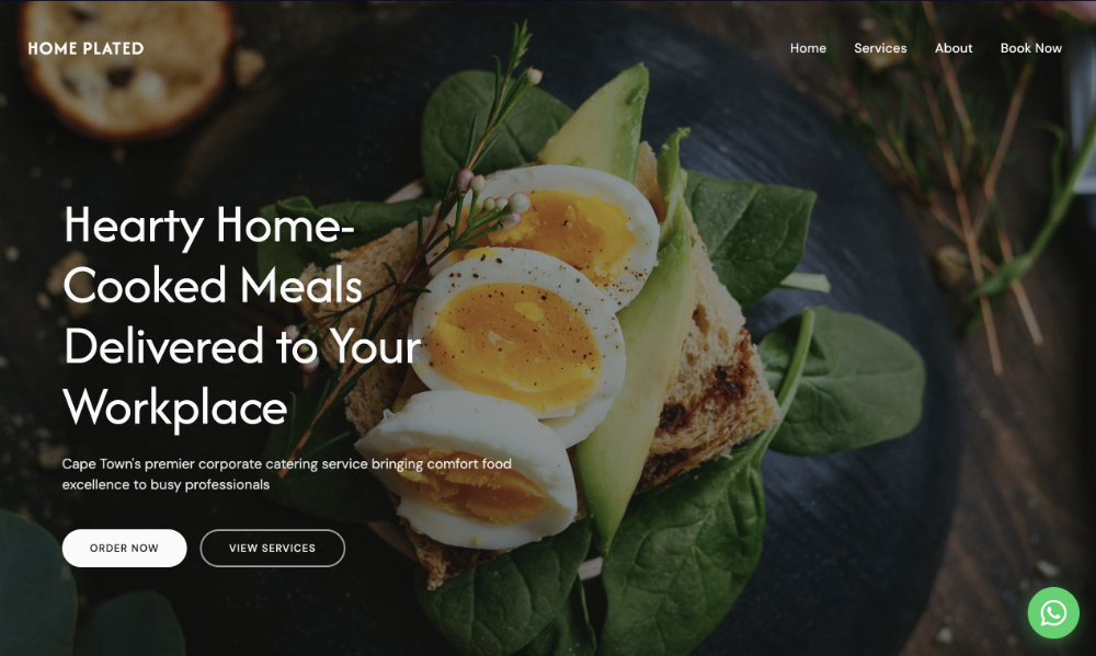 Home Plated food delivery website design Johannesburg South Africa